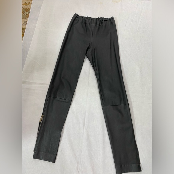 The Row leather leggings pant dark gray zipper at ankle size S - Picture 1 of 6